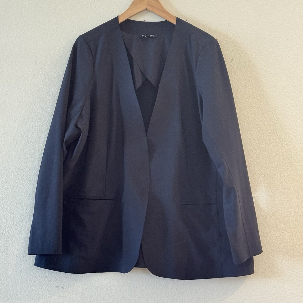 Athleta Avenue Blazer Black Size 20 Plus Stretch Snap Front Workwear Jacket